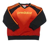 Neonově oranžovo-červeno-černá mikina s nápisem Adidas