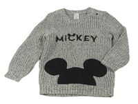 Černo-bílý melírovaný svetr s Mickeym C&A