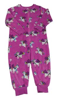 Fuchsiový chlupatý overal s jednorožci Next