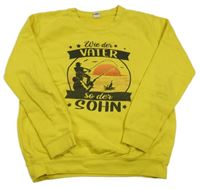 Hořčicová mikina s rybářským motivem zn. AWDis