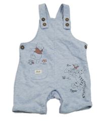 Světlemodré melírované teplákové laclové kraťasy s Púem a přáteli Disney