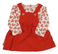 Bílo-červené teplákové šaty se srdíčky Tutto Piccolo