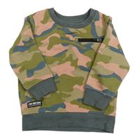 Khaki-hnědo-růžová army mikina s kapsou Next