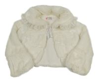 Smetanové kožešinové zateplené bolerko s límečkem s krajkou