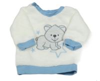 Bílá chlupatá mikina s medvědem Ergee
