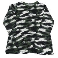 Khaki-černo-bílé vzorované triko George