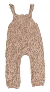 Růžové květované manšestrové podšité laclové kalhoty Next