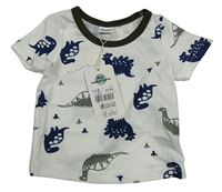 Nové - Bílé tričko s dinosaury PatPat