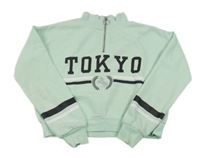 Mátová crop mikina s nápisem a koněm H&M