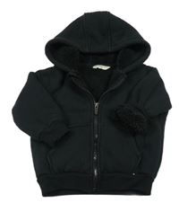 Černá zateplená propínací mikina s kapucí F&F