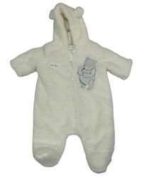 Smetanová chlupatá podšitá kombinéza s Púem a kapucí Disney