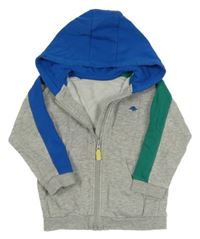 Šedo-modro-zelená propínací mikina s kapucí Matalan