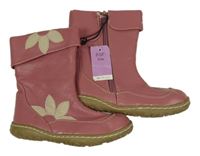 Nové - Starorůžové koženkové kotníkové boty s květy F&F vel. 29