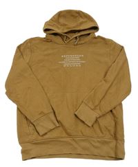 Hnědá mikina s nápisem a kapucí Yigga