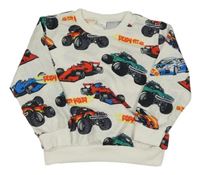 Smetanová mikina s formulemi a monster trucky