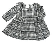 Šedo-černé kostkované flanelové šaty s volánky Pep&Co