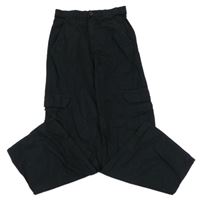 Černé plátěné široké cargo kalhoty H&M