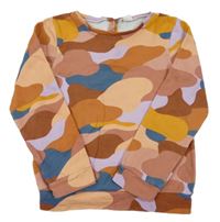 Hnědo-medovo-tmavomodrá vzorovaná mikina Next