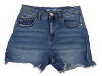 Modré riflové mid rise kraťasy Denim Co.