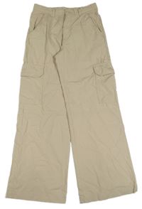 Béžové plátěné široké cargo kalhoty H&M