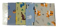 Nové - 4x nákrčník - modrošedý s auty + zelený s dinosaury + šedý s tygry + modré se zvířaty
