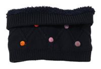 Tmavomodrý pletený nákrčník s bambulemi Topolino