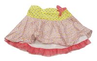 Žluto-růžová květovaná lehká vrstvená sukně 