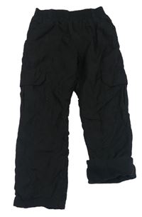Černé plátěné zateplené kalhoty Topolino