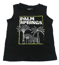 Černé tílko s nápisem a palmami Urban