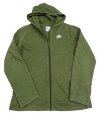 Khaki propínací mikina s logem a kapucí Nike