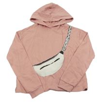 Světlerůžová crop mikina s ledvinkou a kapucí C&A
