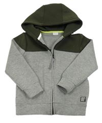 Šedo-khaki propínací mikina s kapucí F&F