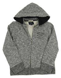 Šedá melírovaná propínací mikina s logem a kapucí Pepe Jeans