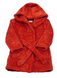 Červený plyšový župan s kapucí PRIMARK