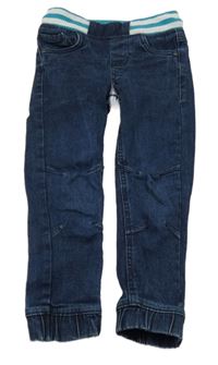 Tmavomodré rifle s modro-bílým úpletovým pasem Impidimpi