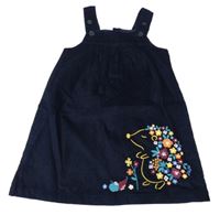 Tmavomodré manšestrové laclové šaty s ježkem Jojo Maman Bébé