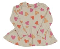 Smetanová žebrovaná tunika se srdíčky
