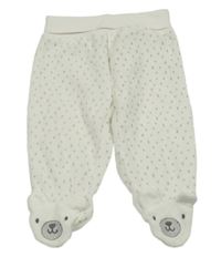 Smetanové vzorované sametové polodupky s medvědy 