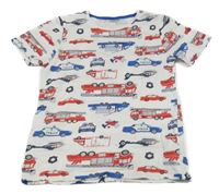 Bílé tričko s hasiči kids
