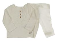 2 set - bílé žebrované triko + lehké tepláky Carter's