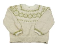 Pudrovo-zlatý vzorovaný svetr M&S