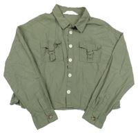 Olivová crop halenka s kapsami H&M