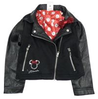 Černý crop teplákový/koženkový křivák s Minnie Disney