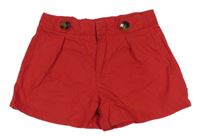 Červené plátěné kraťasy s knoflíky Zara