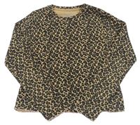 Béžovo-černé žebrované crop triko s leopardím vzorem M&S