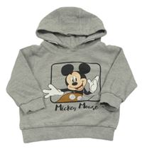 Šedá žebrovaná mikina s Mickeym a kapucí zn. Disney