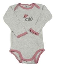 Šedo-růžové melírované body s nápisem a ptáčkem Pocopiano