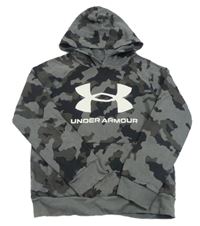 Šedo-černo-hnědá army mikina s logem a kapucí Under Armour