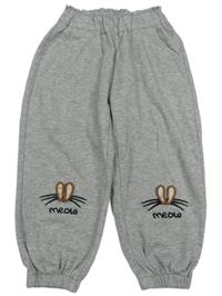 Šedé tepláky s oušky a nápisy 