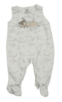 Bílé sametové květované dupačky s Bambim Disney